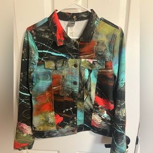 Simply Art By Dolcezza Jacket Women's Size Small Multicolor/White Graphic